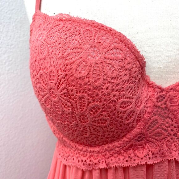Coral Intimates Babydoll Sheer Lacy Camisole Lingerie Large Padded Bra Sexy Play - Picture 4 of 9